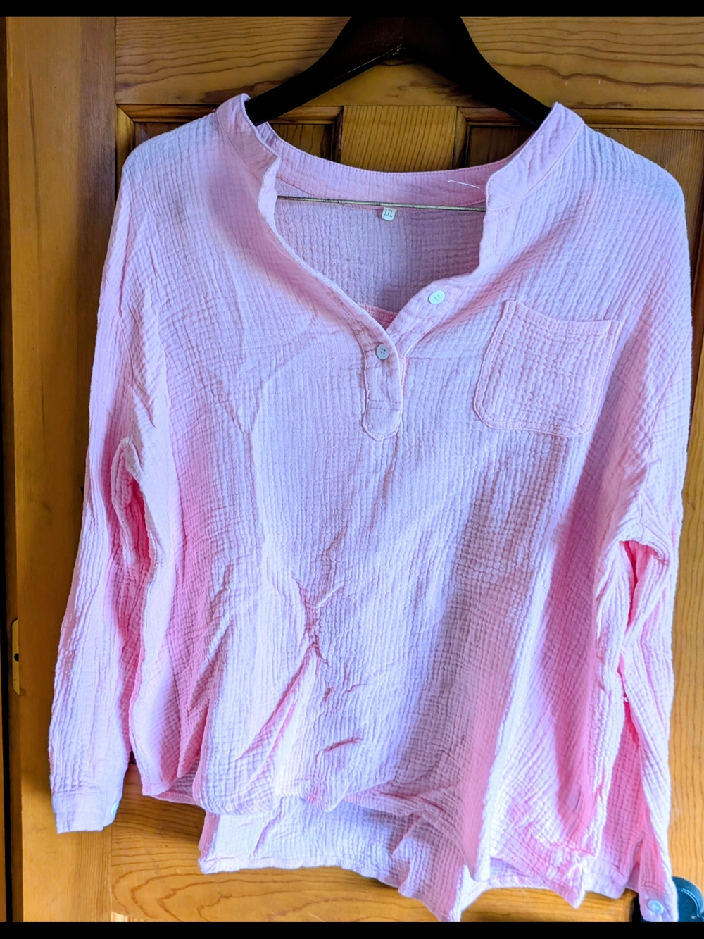 Women’s Pink Lightweight Button Henley Top